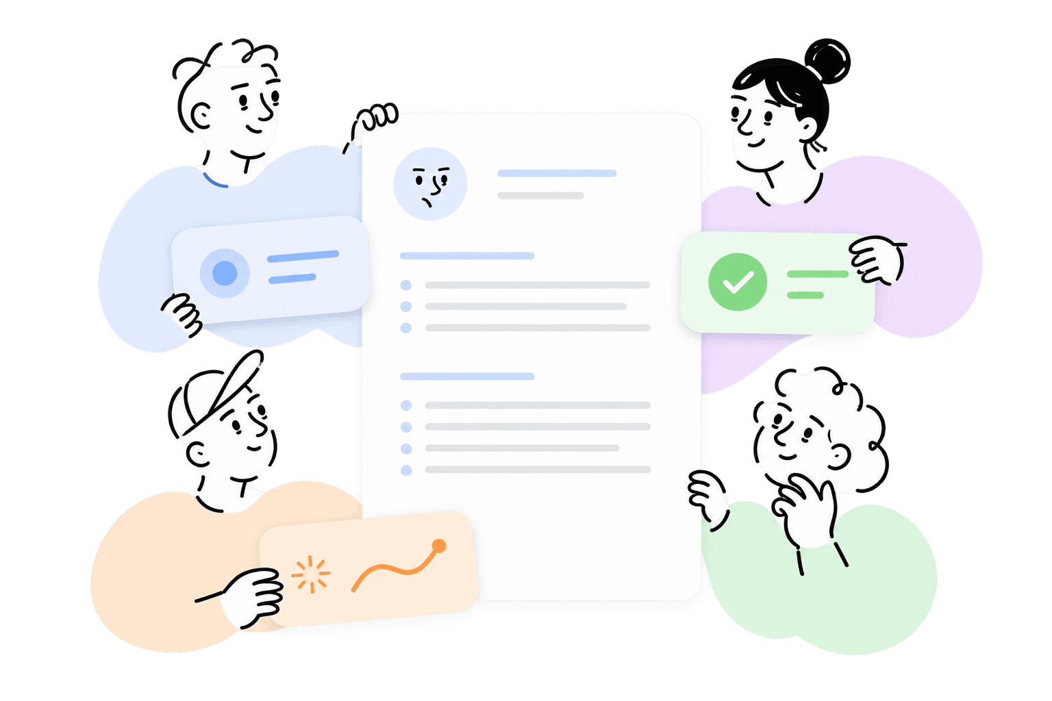 Illustration de personnes qui composent un CV
